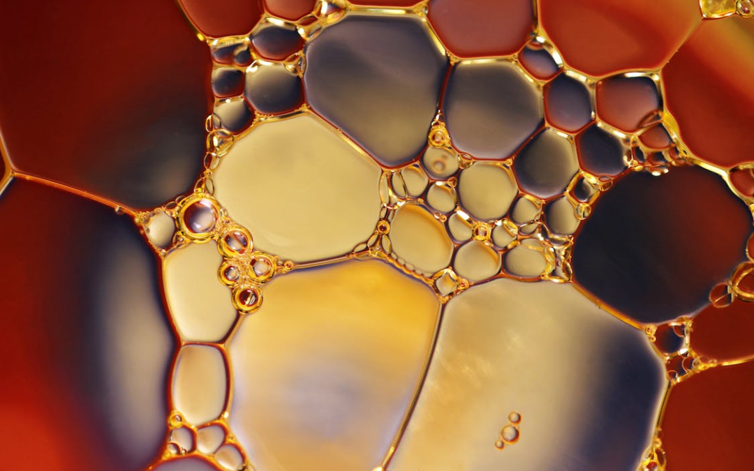 Close-up shot of bubbles in CBD oil