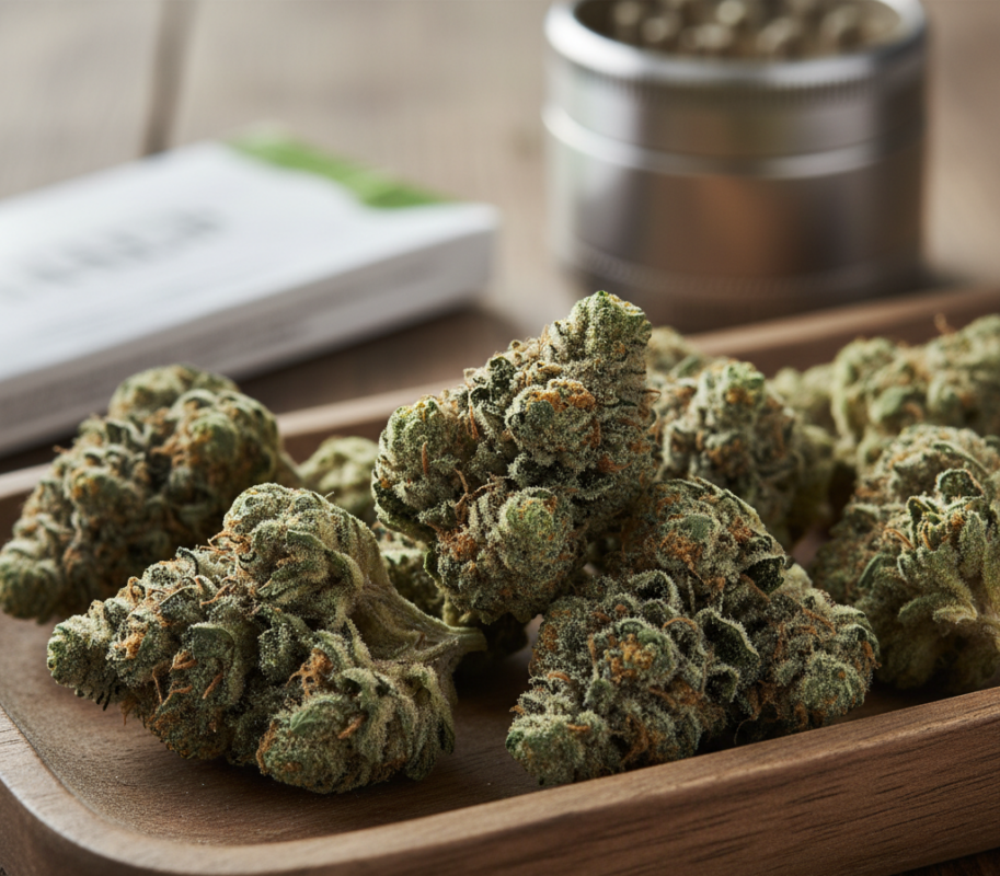 Close-up of Gorilla Glue Delta-8 THC Flower buds from Mary Jane’s Bakery Co