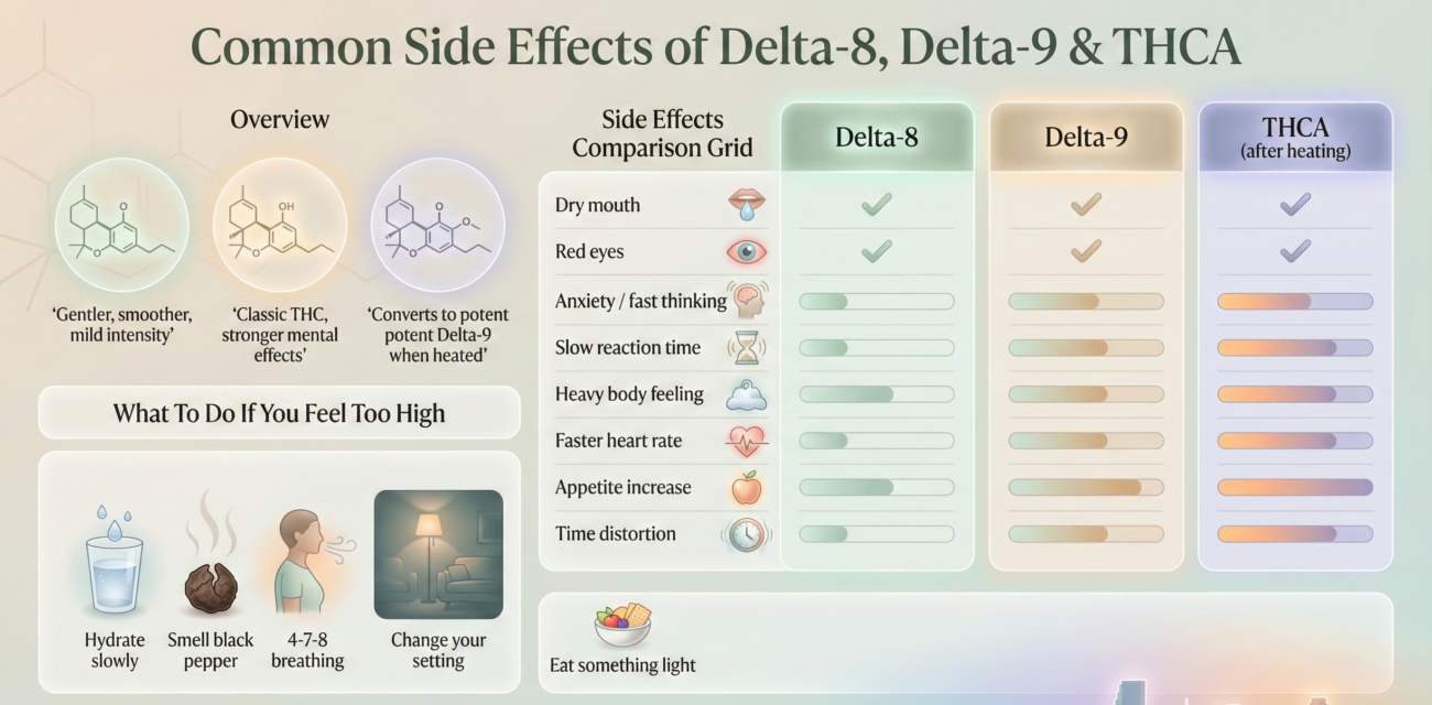 side effects of Delta-8, Delta-9, and THCA