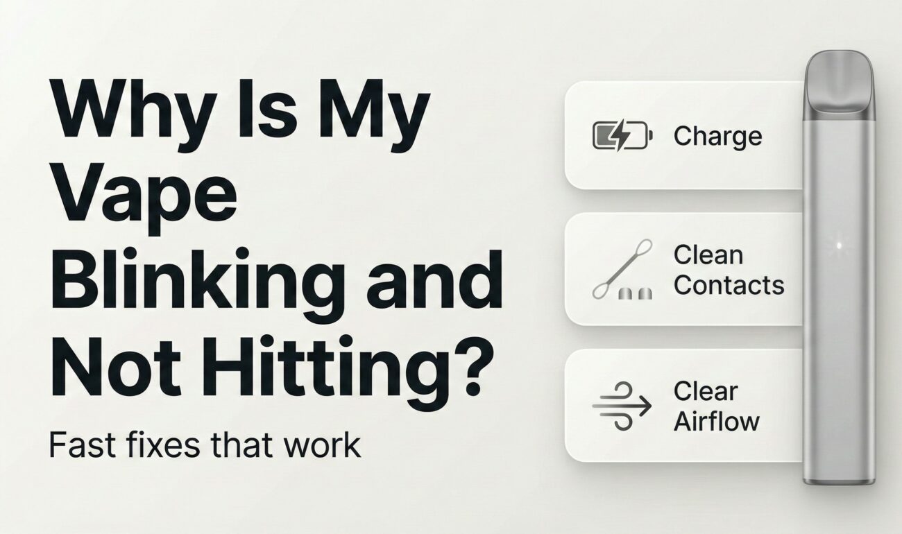 Why is my vape blinking and not hitting? Troubleshooting guide for disposable vapes and 510 cartridges with quick fixes, contact cleaning, and airflow checks