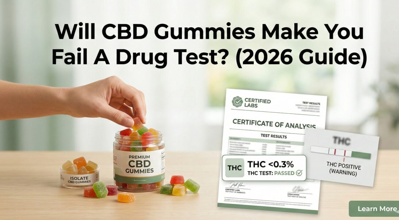 Will CBD Gummies Make You Fail A Drug Test? 2026 guide explaining THC risk, COA reading, and safer CBD gummy choices.