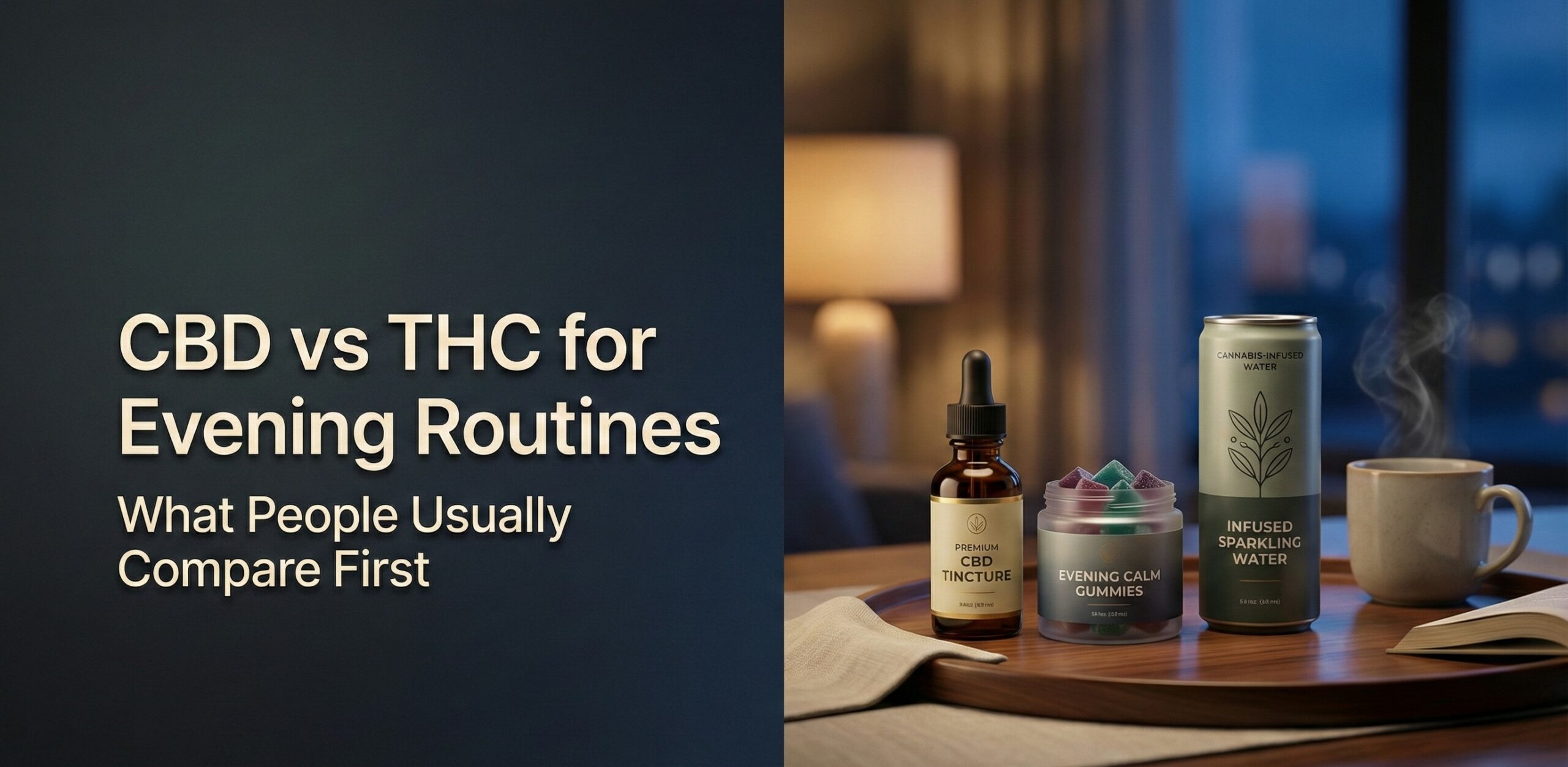 CBD vs THC for evening routines guide comparing timing, feel, product format, and next-day grogginess