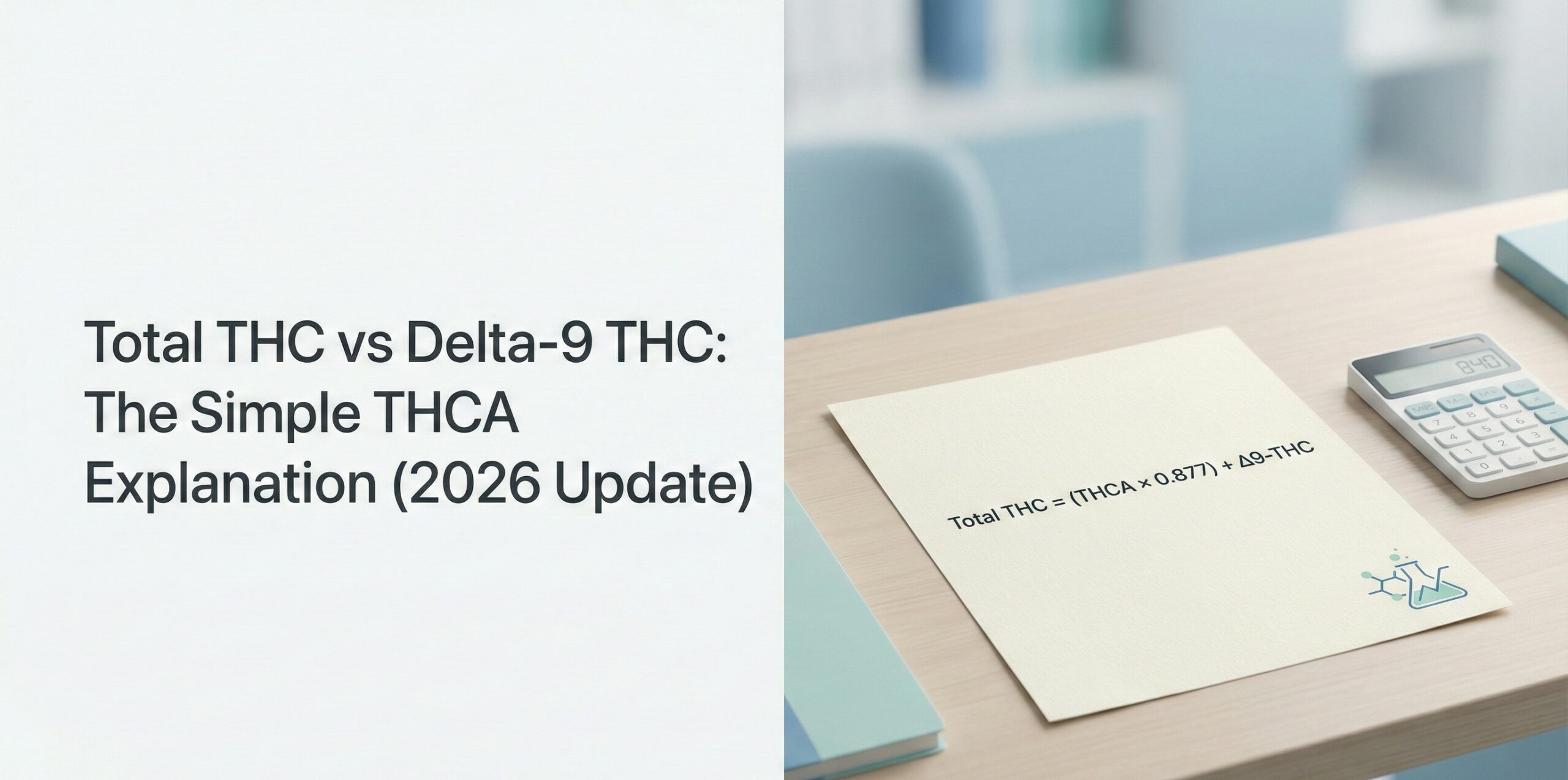 Total THC vs Delta-9 THC explained with the THCA 0.877 conversion formula and COA reading tips (2026 update)