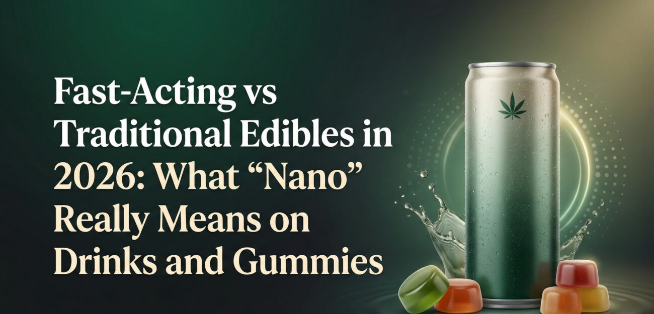 Fast-acting edibles guide covering nano drinks vs gummies in 2026