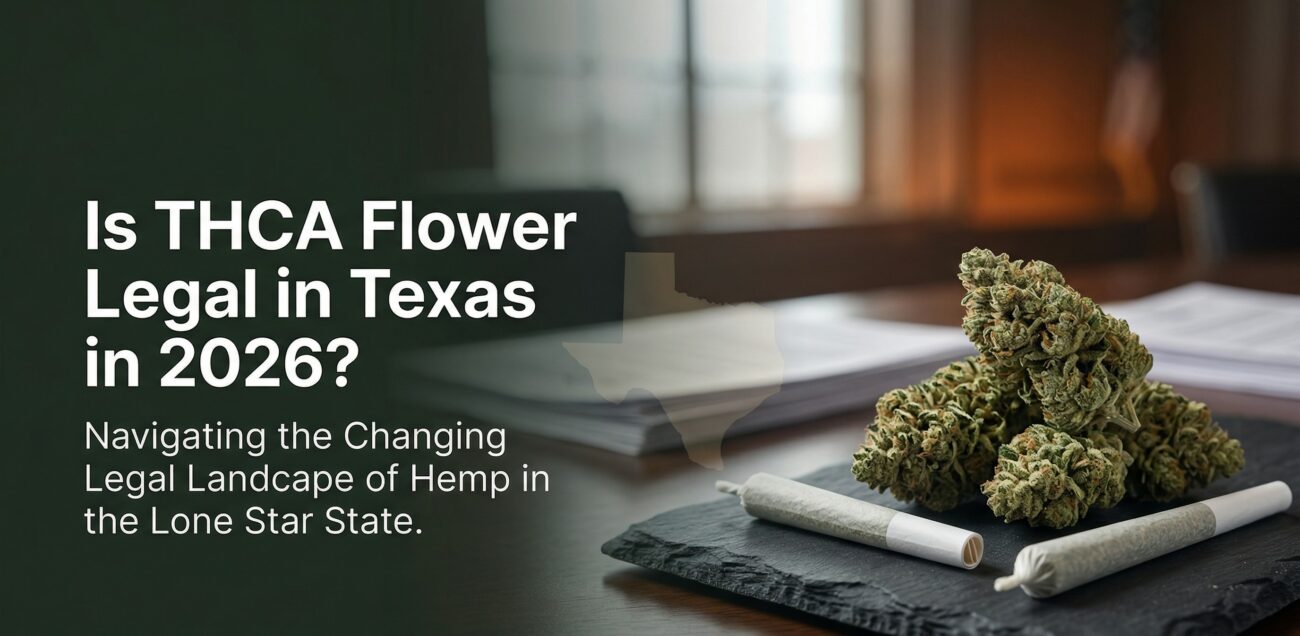 THCA flower and pre-rolls for a blog about whether THCA flower is legal in Texas in 2026