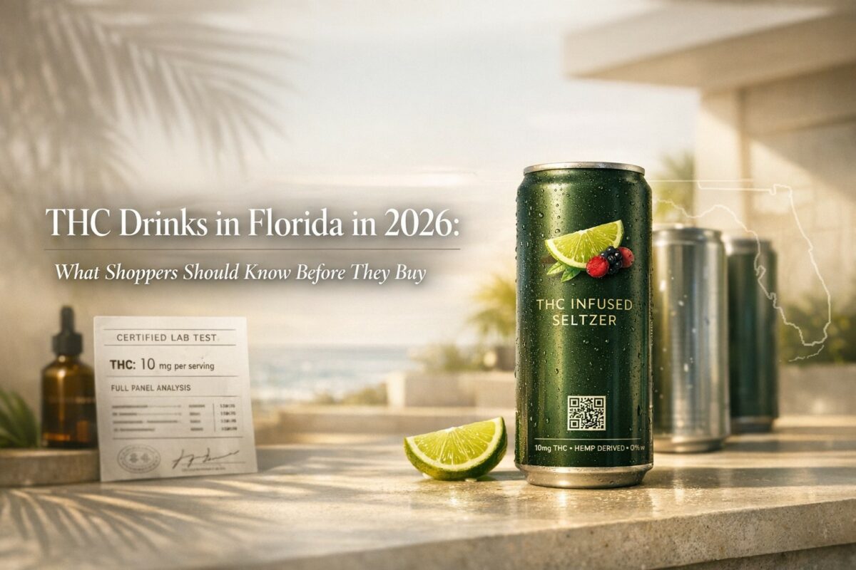 THC drinks in Florida in 2026 guide explaining what shoppers should know before buying, including label checks, hemp-derived THC rules, and upcoming legal changes.