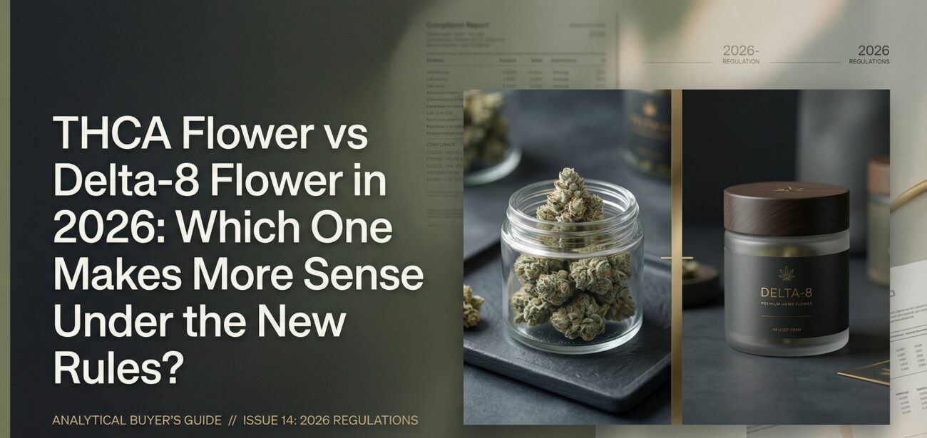 THCA flower vs Delta-8 flower 2026 buyer guide covering differences, COA checks, beginner tips, and flower buying decisions