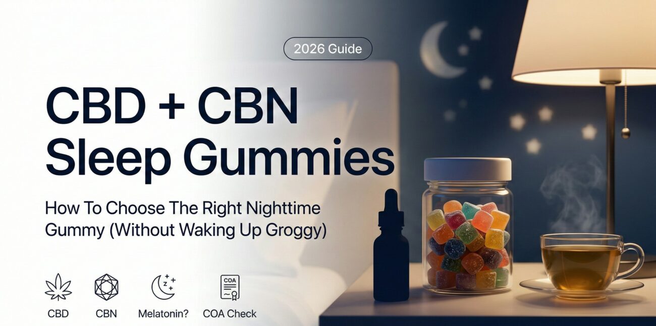 CBD + CBN sleep gummies guide explaining how to choose the right nighttime gummy and avoid next-day grogginess