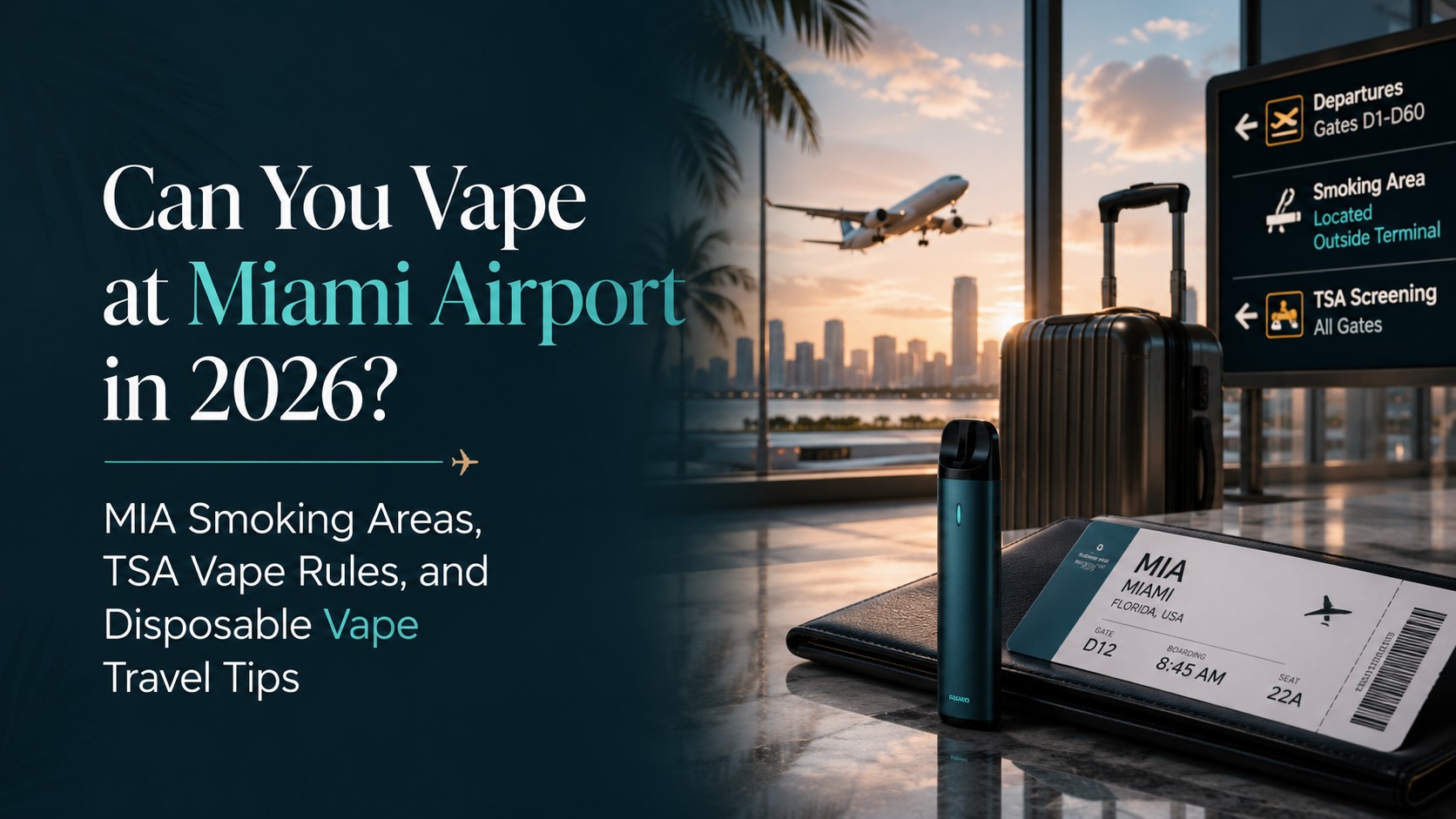 Miami Airport vape rules 2026 guide for TSA carry-on rules, MIA smoking areas, and disposable vape travel tips
