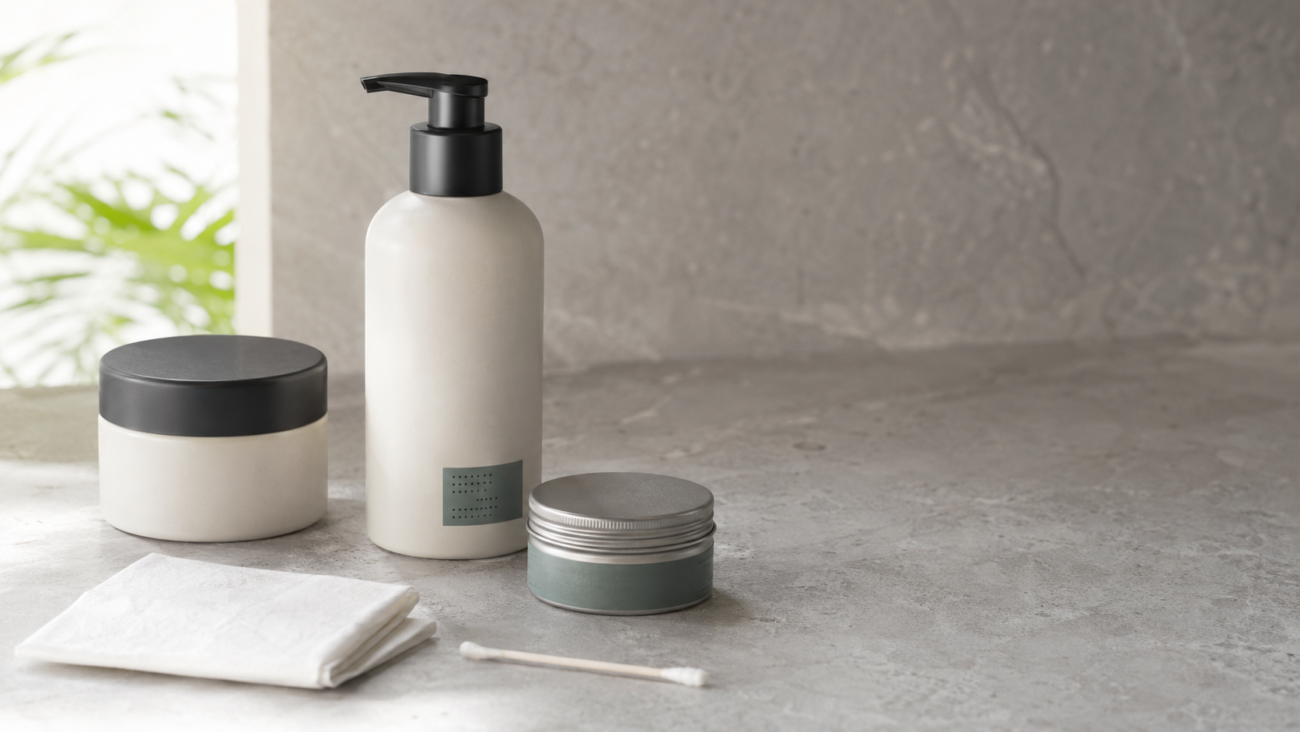 CBD cream containers inspected for expiration date, texture and storage condition